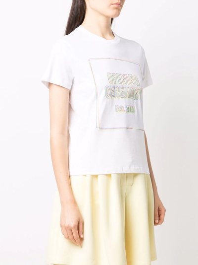 Opening Ceremony Embroidered Box Logo Cotton T-shirt In White