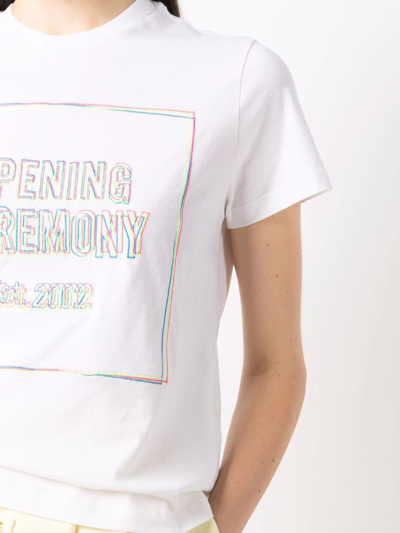 Opening Ceremony Embroidered Box Logo Cotton T-shirt In White