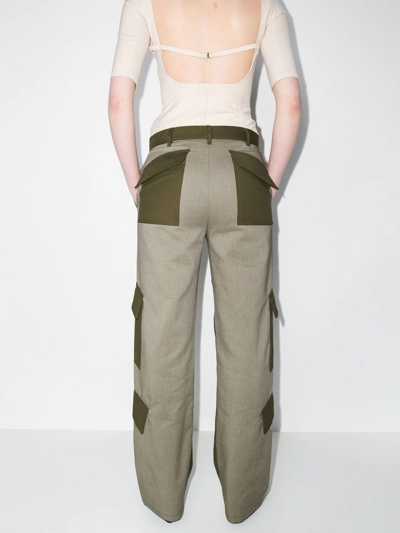 Shop Dion Lee Straight-leg Panelled Trousers In Green