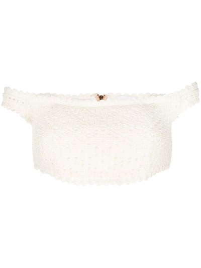 Shop Alice Mccall Salty Kisses Crochet Cropped Top In Neutrals
