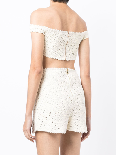 Shop Alice Mccall Salty Kisses Crochet Cropped Top In Neutrals