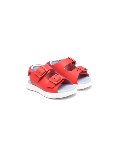 Shop Camper Oruga Buckled Flat Sandals In Red