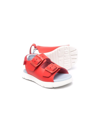 Camper Oruga Buckled Flat Sandals In Red