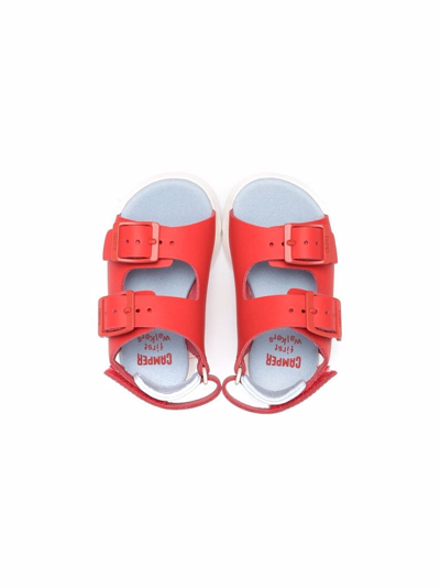 Shop Camper Oruga Buckled Flat Sandals In Red