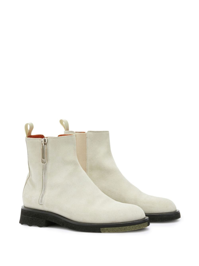 Off-white Suede Sponge Ankle Boots In Neutrals
