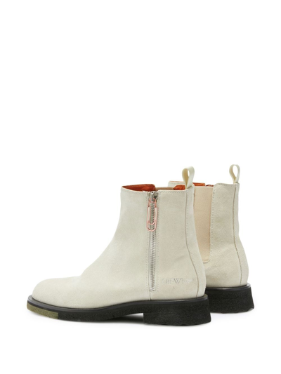 Off-white Suede Sponge Ankle Boots In Neutrals