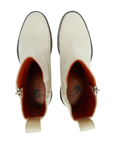 Off-white Suede Sponge Ankle Boots In Neutrals