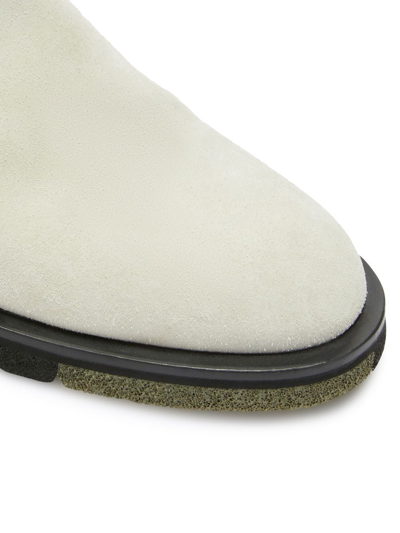 Off-white Suede Sponge Ankle Boots In Neutrals