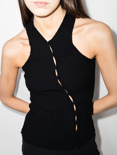 Talia Byre Exposed-seams Stretch-cotton Tank Top In Black