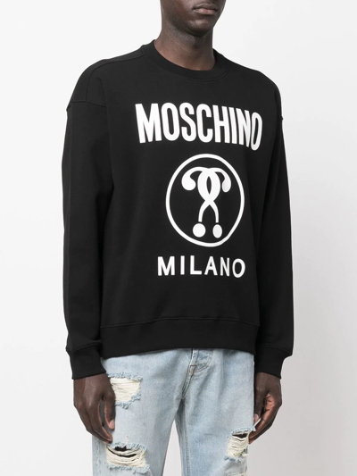 Shop Moschino Logo-print Organic Cotton Sweatshirt In Black