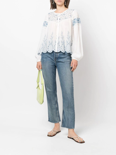 Loveshackfancy Badyn Embroidered-voile Blouse In White