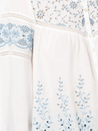 Loveshackfancy Badyn Embroidered-voile Blouse In White