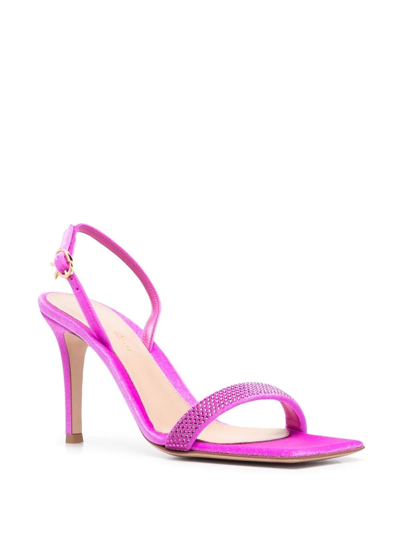 Shop Gianvito Rossi Britney 95mm Rhinestone-embellished Sandals In Pink