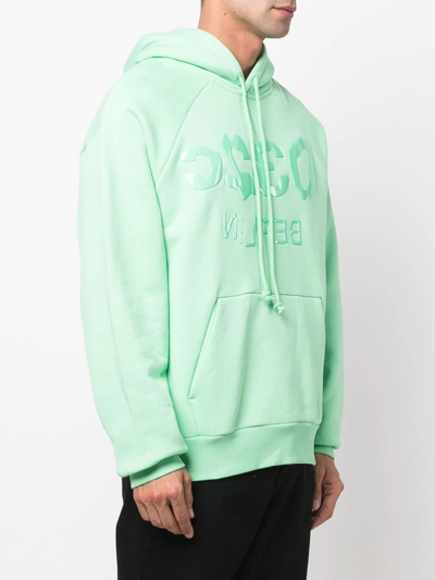 Shop 032c Logo-print Pullover Hoodie In Green