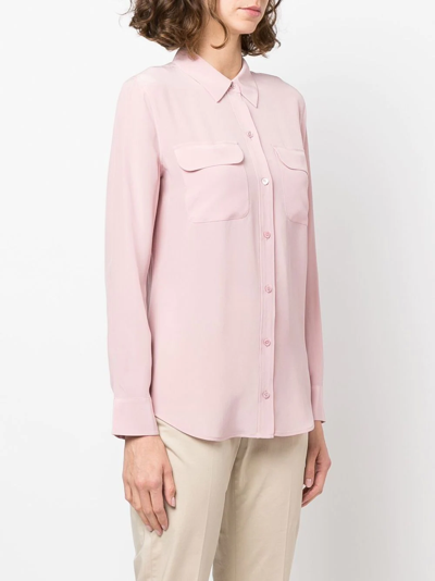 Shop Equipment Long-sleeved Silk Shirt In Pink