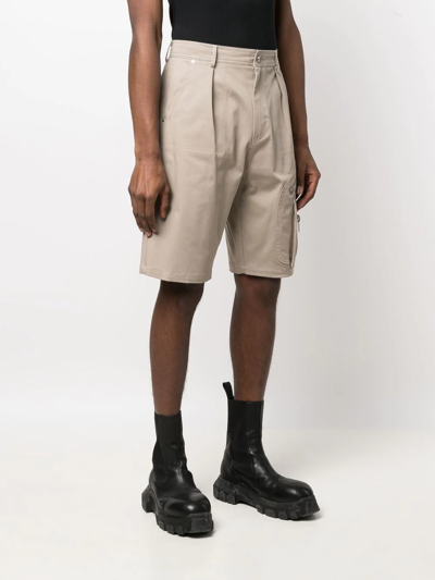 Shop Les Hommes Knee-length Cargo Shorts In Neutrals