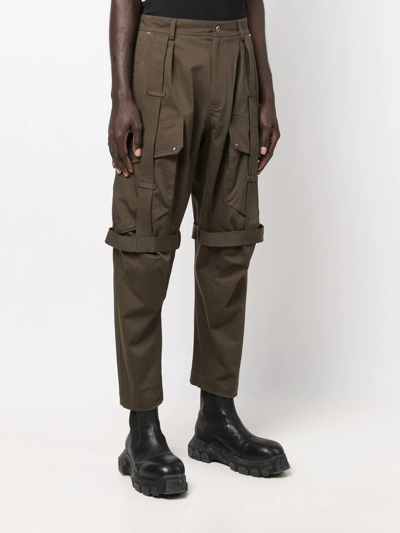 Shop Les Hommes Straight-leg Cargo Trousers In Green