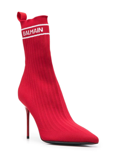 嵌花针织袜式短靴