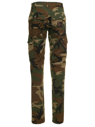 Shop Dolce & Gabbana Woman's Camouflage Cotton  Cargo Pants In Green