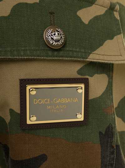 Shop Dolce & Gabbana Woman's Camouflage Cotton  Cargo Pants In Green