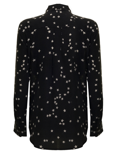 Shop Equipment Woman's Black Silk Slim Signature Shirt With Stars