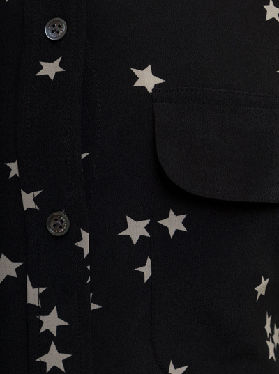Shop Equipment Woman's Black Silk Slim Signature Shirt With Stars
