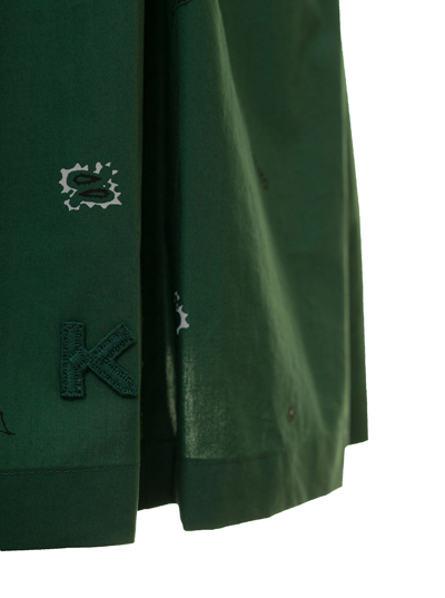 Shop Kenzo Woman's Bandana Printed Cotton Green Skirt