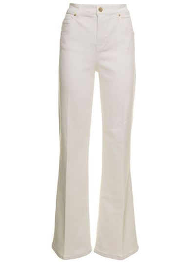 Shop Twinset Twin Set Woman's White Denim Flare Jeans