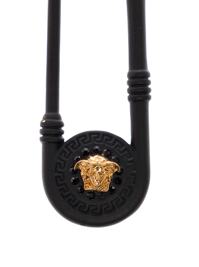 Shop Versace Woman's  Safety Pin Black Earrings