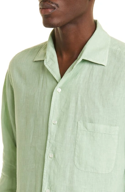 Shop Loro Piana Andre Arizona Linen Button-up Shirt In Pool Green