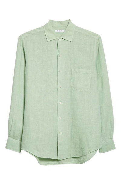 Shop Loro Piana Andre Arizona Linen Button-up Shirt In Pool Green