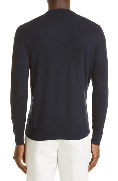 Shop Loro Piana Crewneck Superlight Cashmere Sweater In Blue Navy