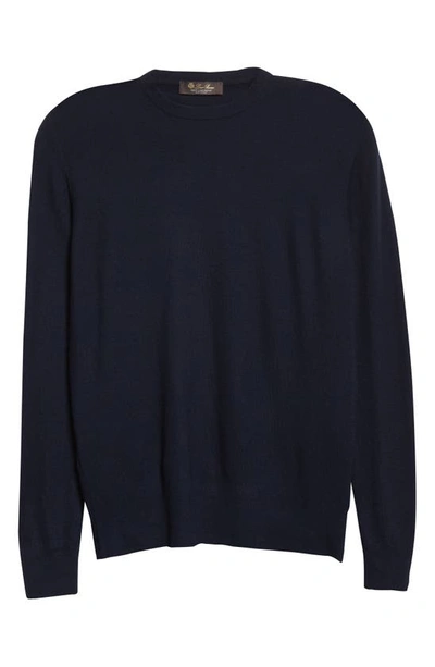 Shop Loro Piana Crewneck Superlight Cashmere Sweater In Blue Navy