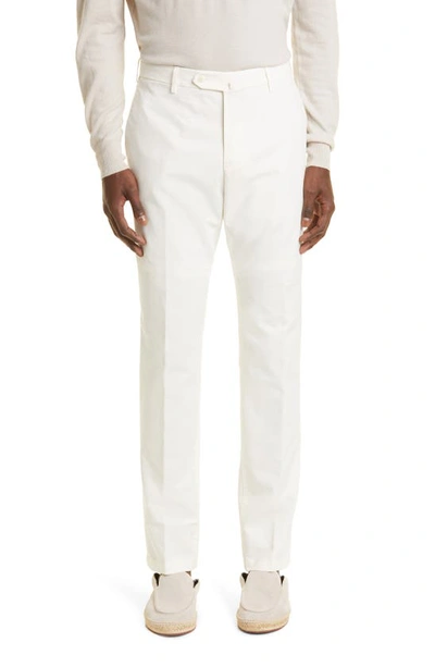 Shop Loro Piana Pantaflat Stretch Cotton Pants In Optical White