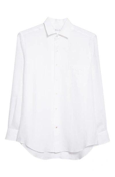 Shop Loro Piana Andre Arizona Linen Button-up Shirt In Optical White