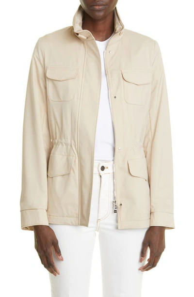 Loro Piana Casual Jacket With Adjustable Waist And Front Pockets In Neutral