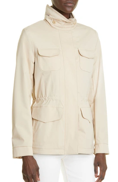 Loro Piana Casual Jacket With Adjustable Waist And Front Pockets In Neutral