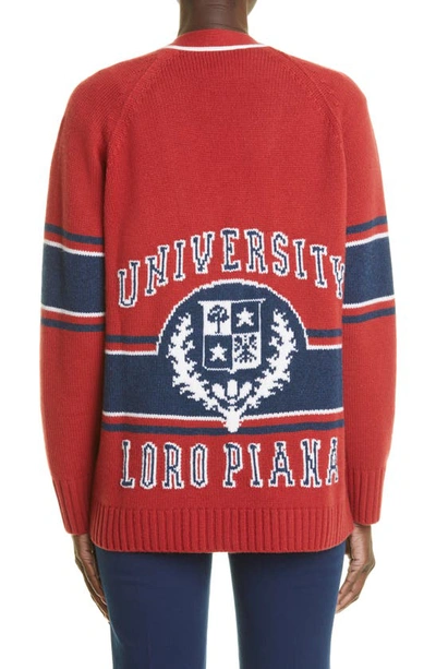 Loro Piana University Stripe Cashmere Cardigan In Fancy Red Rose | ModeSens