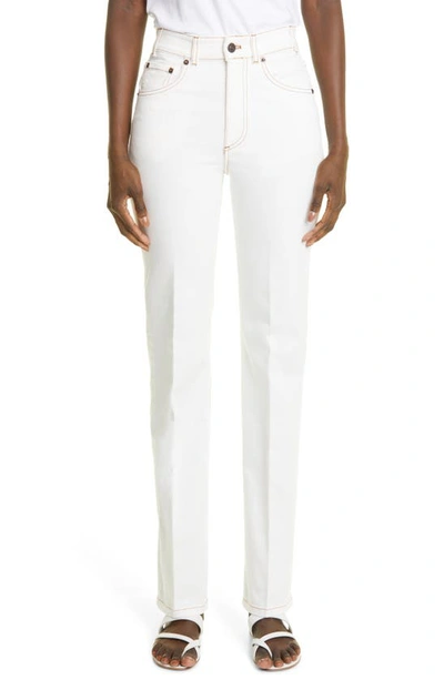 Shop Loro Piana Gent High Waist Straight Leg Jeans In White