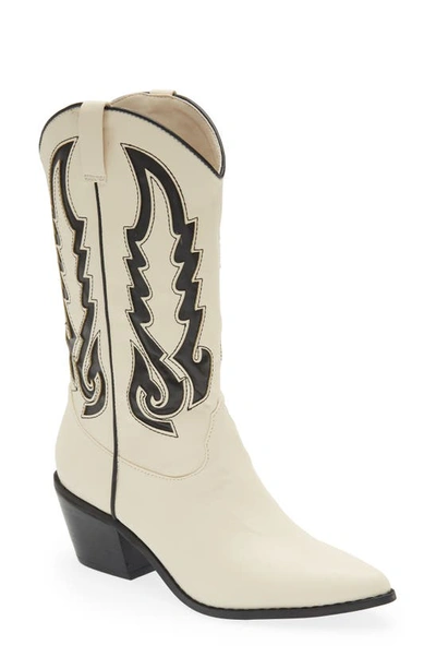 Shop Billini Norva Western Pointed Toe Boot In Bone/ Black