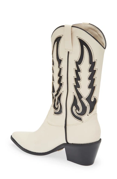 Billini Norva Western Pointed Toe Boot In Bone/ Black