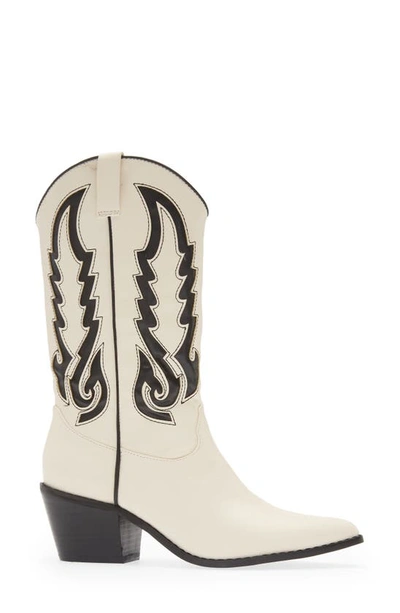 Shop Billini Norva Western Pointed Toe Boot In Bone/ Black