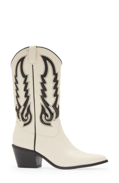 Billini Norva Western Pointed Toe Boot In Bone/ Black