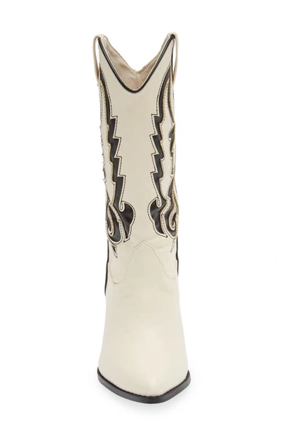 Billini Norva Western Pointed Toe Boot In Bone/ Black