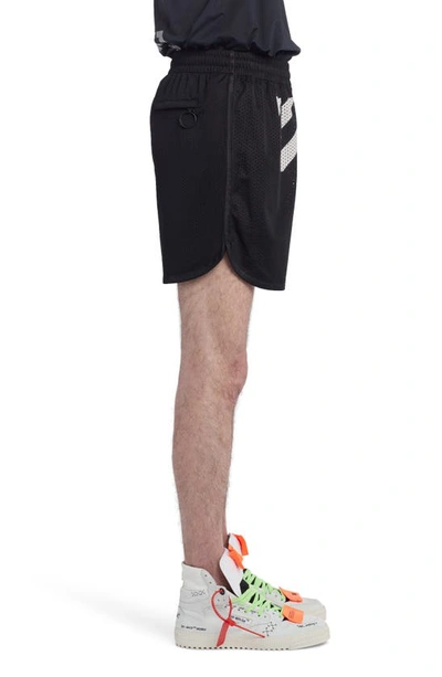 Shop Off-white Hand Logo Mesh Shorts In Black Multicolor