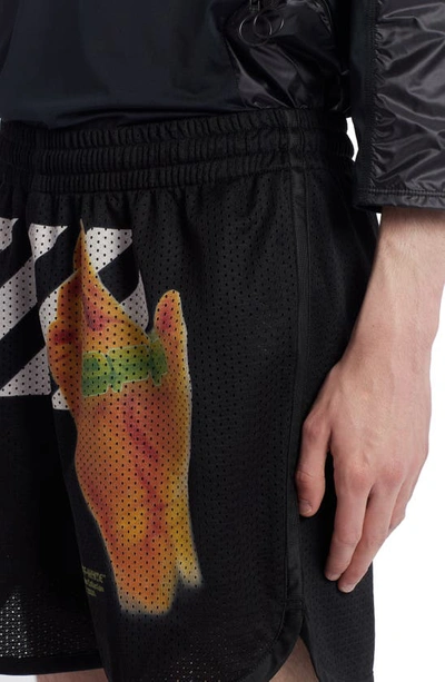 Shop Off-white Hand Logo Mesh Shorts In Black Multicolor