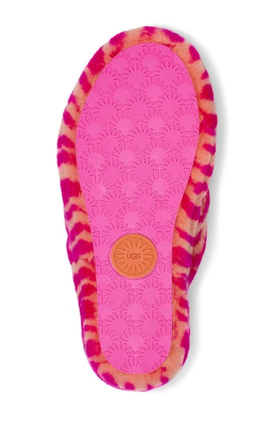 Shop Ugg Fluff Yeah Genuine Shearling Slingback Sandal In Rock Rose Zebra Print