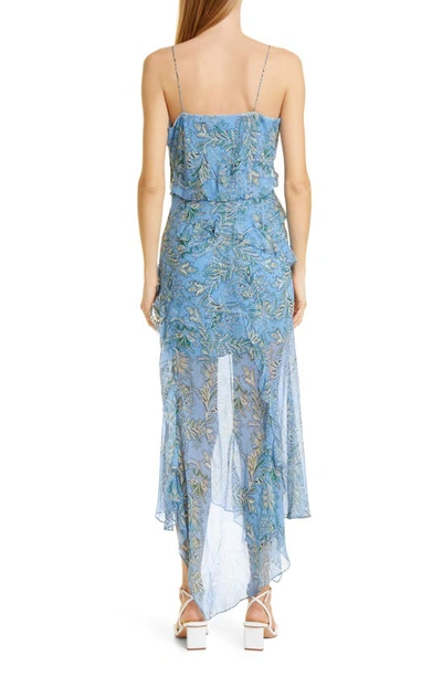 Shop Veronica Beard Avenel Silk Ruffle Dress In Aero Blue Multi