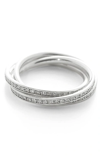 Monica Vinader Sterling Silver Diamond Rolling Ring Diamond In Silver