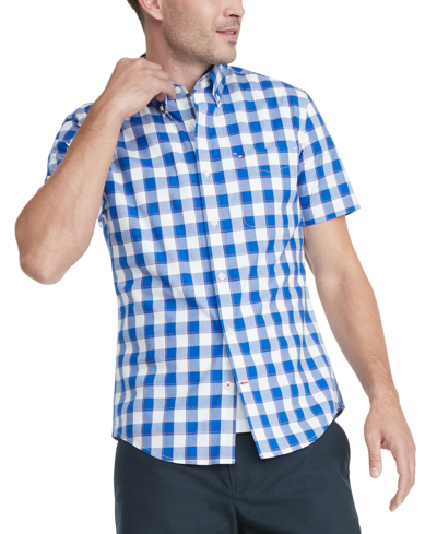 Tommy Hilfiger Men's Check Classic Fit Short Sleeve Shirt In Orange Zing |  ModeSens